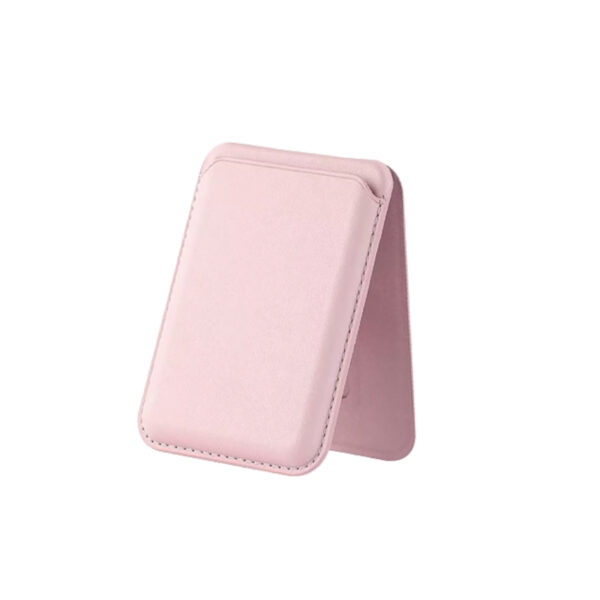 Bix TMW4 MagSafe Uyumlu Kart Taşıma ve Telefon Stand Özellikli Katlanabilir Manyetik Deri Cüzdan Light Pink