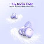 OWS1 Bluetooth 5.4 Ultra Hafif Open-Ear Tasarım Klipsli Kablosuz Kulak İçi Kulaklık Mor - Görsel 3