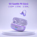 OWS1 Bluetooth 5.4 Ultra Hafif Open-Ear Tasarım Klipsli Kablosuz Kulak İçi Kulaklık Mor - Görsel 4
