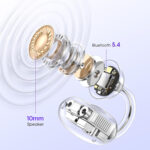 OWS1 Bluetooth 5.4 Ultra Hafif Open-Ear Tasarım Klipsli Kablosuz Kulak İçi Kulaklık Mor - Görsel 5