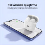TW11 Soundcraft Bluetooth 5.4 Çift Mikrofon ENC Çevresel Gürültü Engelleme Özellikli Kablosuz Kulak İçi Kulaklık Beyaz - Görsel 6