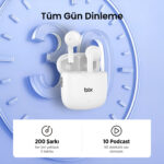 TW11 Soundcraft Bluetooth 5.4 Çift Mikrofon ENC Çevresel Gürültü Engelleme Özellikli Kablosuz Kulak İçi Kulaklık Beyaz - Görsel 4