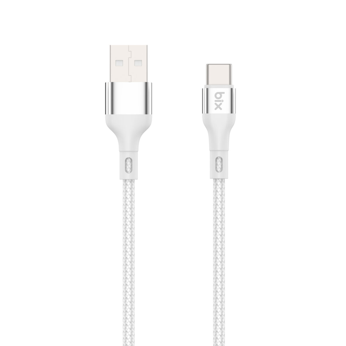 BX101AC 15W USB-A to Type-C Örgülü Şarj ve Data Kablosu Gümüş 1 Metre - Görsel 1