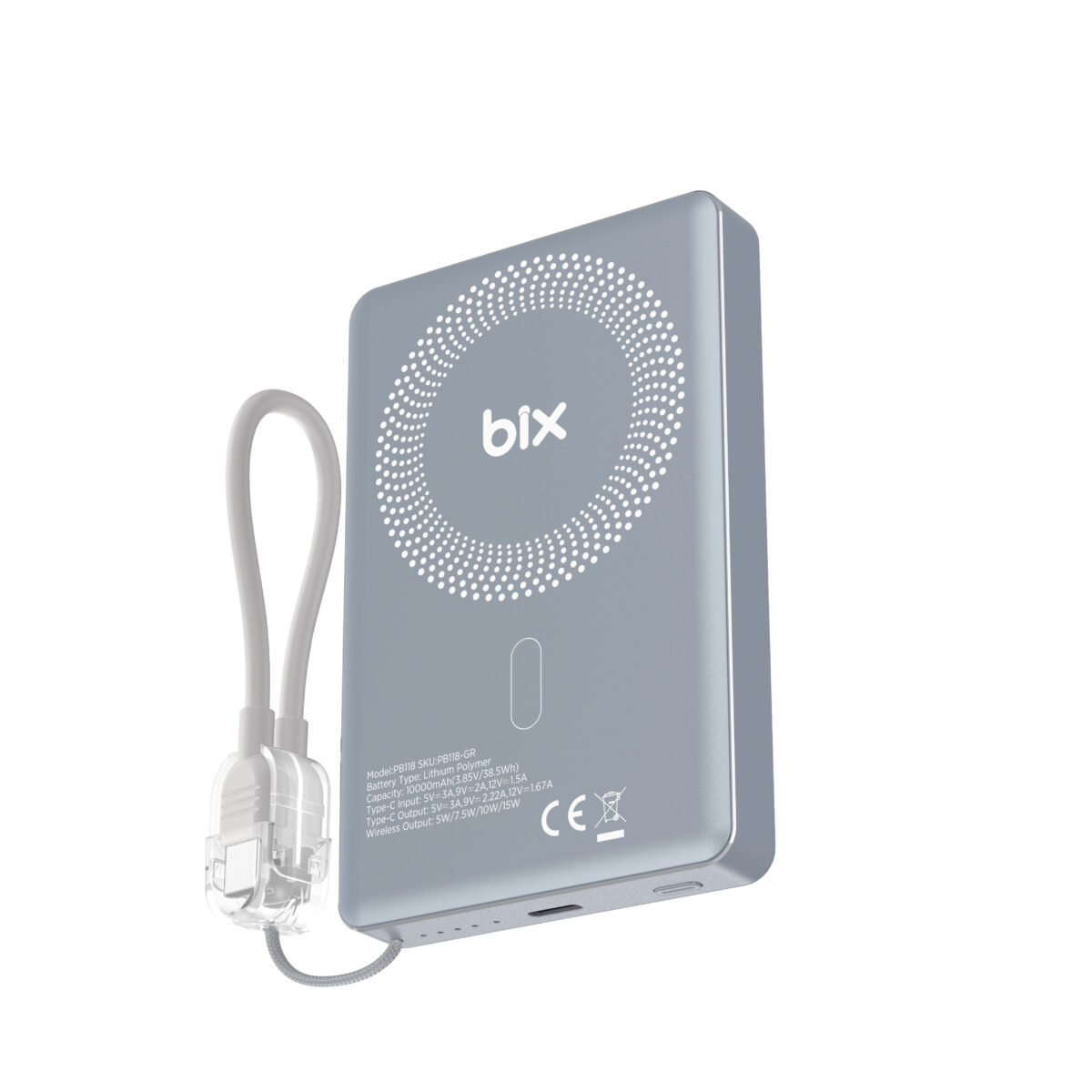PB118 10000mAh 20W Dahili Type-C Kablolu 15W Manyetik Kablosuz Şarj Özellikli Portatif Powerbank Taşınabilir Hızlı Şarj Cihazı - Görsel 1