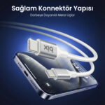 BX200CC 100W 5Gbps E-Mark Çipli Type-C to Type-C Yüksek Hızlı Şarj ve Data Kablosu 2 Metre Beyaz - Görsel 3