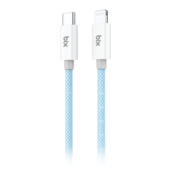 T3CL Type-C to Lightning iPhone 27W Örgülü Şarj ve Data Kablosu 1 Metre Mavi
