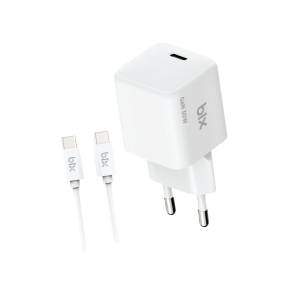 BX1P32G-CW GaN 30W Type-C PD Hızlı Şarj Cihazı ve 1.2 Metre 3A Type-C Kablo Beyaz
