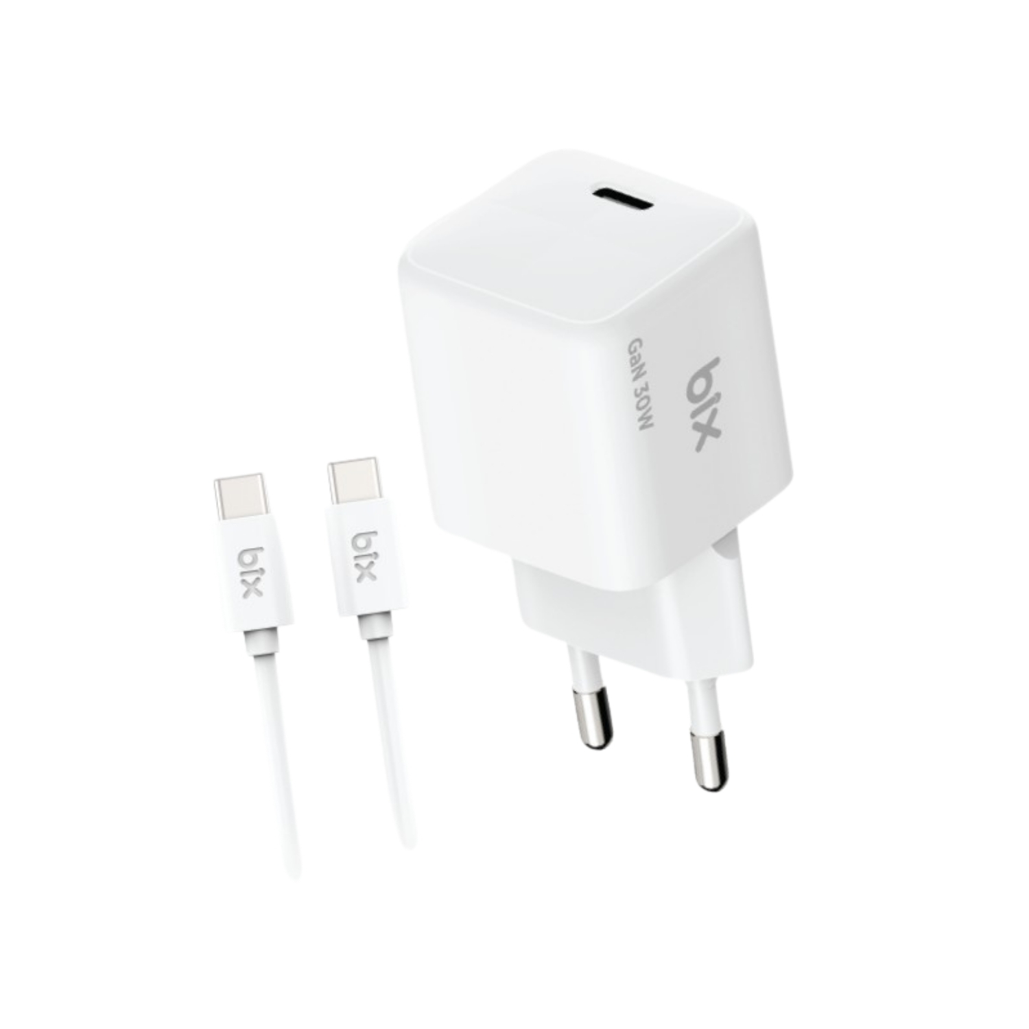 bx30gasas BX1P32G-CW GaN 30W Type-C PD Hızlı Şarj Cihazı ve 1.2 Metre 3A Type-C Kablo Beyaz - Görsel 1