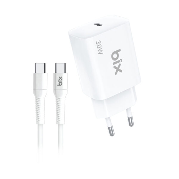 BX31C 30W Type-C PD 3.0 Hızlı Şarj Adaptörü + 1 Metre 5A Type-C Kablo Beyaz