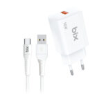 BXAC18C 18W QC 3.0 Hızlı Şarj Cihazı ve 1 Metre USB-A to Type-C Kablo Beyaz