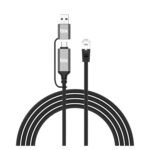 C6AC15 2in1 USB-A & Type-C to RJ45 1000Mbps Gigabit Ethernet Dönüştürücü CAT6 Kablo 1.5 Metre Thunderbolt 3/4/5, Mac/Windows/iPad/Android Uyumlu