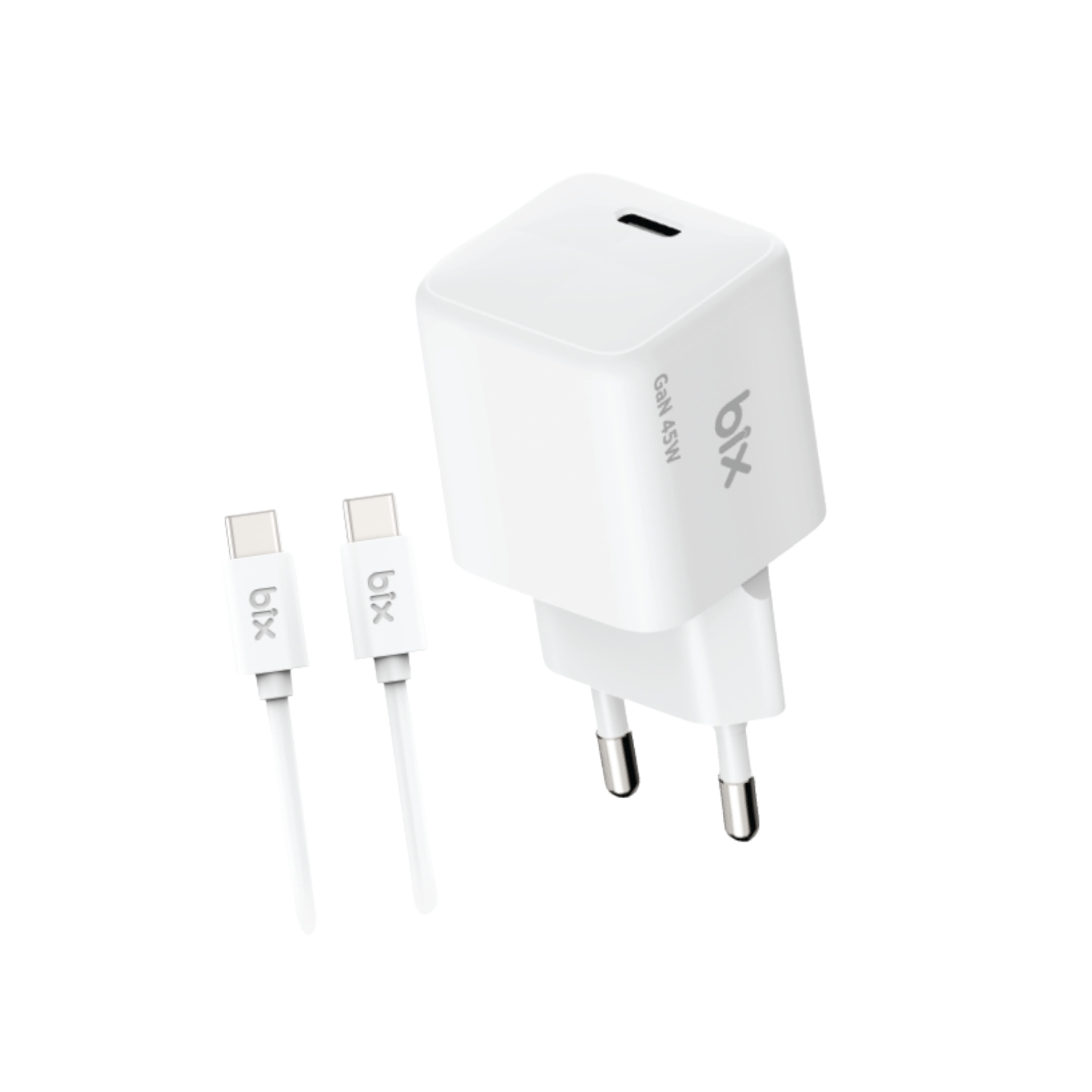 bxg45asd BX1P46G-CW GaN 45W Type-C PPS/AVS Destekli Hızlı Şarj Cihazı ve 1.2 Metre 3A Type-C Kablo Beyaz - Görsel 1
