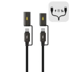 T2IN1C 240W LED Fener ve Alevsiz Çakmak Fonksiyonlu Type-C to Type-C Şarj ve Data Kablosu 1.2 Metre Siyah