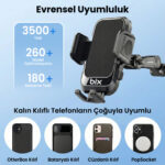 BXCH15 Uzayabilen ve Ayarlanabilir Cam, Torpido ve Ön Panel için Çok Fonksiyonlu Araç içi Vantuzlu Telefon Tutucu Siyah - Görsel 5