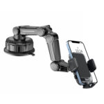 BXCH15 Uzayabilen ve Ayarlanabilir Cam, Torpido ve Ön Panel için Çok Fonksiyonlu Araç içi Vantuzlu Telefon Tutucu Siyah
