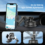 BXCH15 Uzayabilen ve Ayarlanabilir Cam, Torpido ve Ön Panel için Çok Fonksiyonlu Araç içi Vantuzlu Telefon Tutucu Siyah - Görsel 3