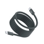 T4CC 65W USB-C to USB-C Manyetik Tasarımlı Örgülü Hızlı Şarj ve Data Kablosu 1 Metre Siyah