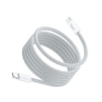 T4CC 65W USB-C to USB-C Manyetik Tasarımlı Örgülü Hızlı Şarj ve Data Kablosu 1 Metre Beyaz