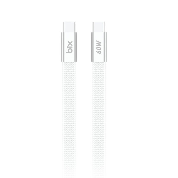 TSC2CC Type-C to Type-C 3A 60W 480Mbps Örgülü ve Şeffaf Silikonlu Hızlı Şarj ve Data Kablosu 1 Metre Beyaz