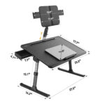 Bix Saiji K10 XXL Kitap Standlı, PVC Deri Yüzeyli, 5 Kademe Yükseklik Özellikli Ayarlanabilir Çalışma ve Laptop Masası Siyah - Görsel 5