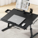 Bix Saiji K10 XXL Kitap Standlı, PVC Deri Yüzeyli, 5 Kademe Yükseklik Özellikli Ayarlanabilir Çalışma ve Laptop Masası Siyah - Görsel 3