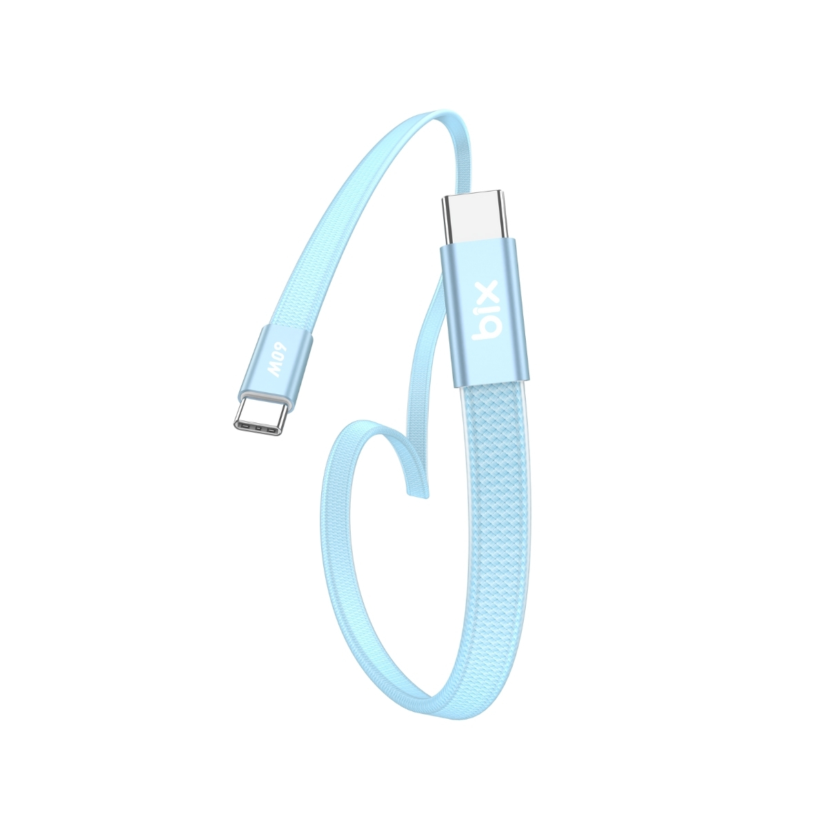 t2scc-blue TSC2CC Type-C to Type-C 3A 60W 480Mbps Örgülü ve Şeffaf Silikonlu Hızlı Şarj ve Data Kablosu 1 Metre Mavi - Görsel 1