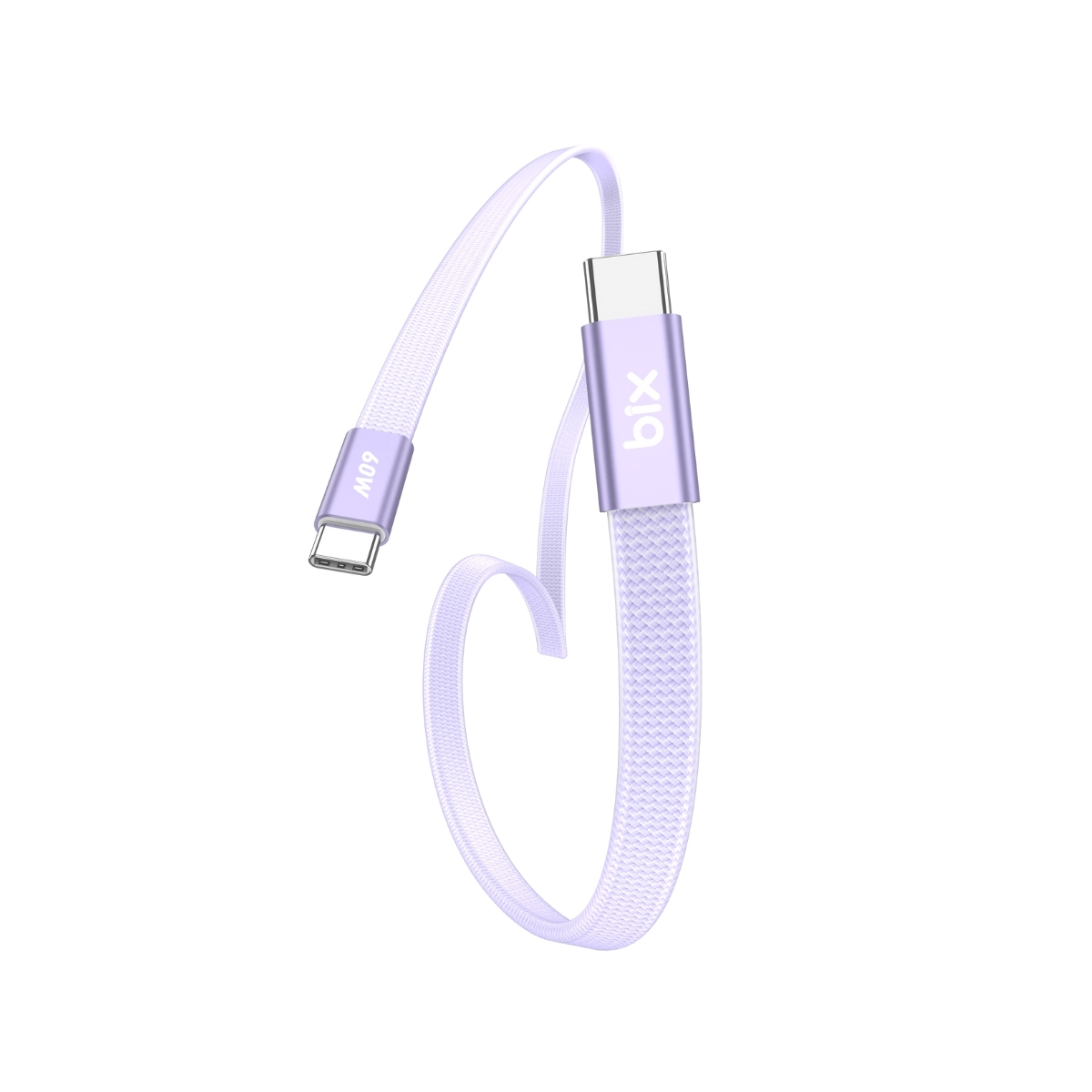 t2scc-plu TSC2CC Type-C to Type-C 3A 60W 480Mbps Örgülü ve Şeffaf Silikonlu Hızlı Şarj ve Data Kablosu 1 Metre Mor - Görsel 1