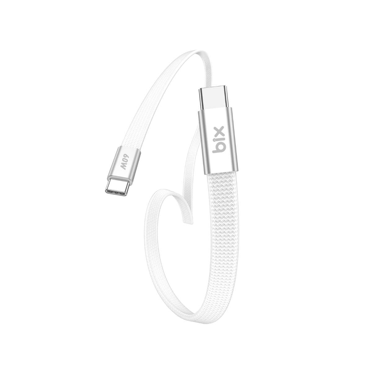 t2scc-wta TSC2CC Type-C to Type-C 3A 60W 480Mbps Örgülü ve Şeffaf Silikonlu Hızlı Şarj ve Data Kablosu 1 Metre Beyaz - Görsel 1